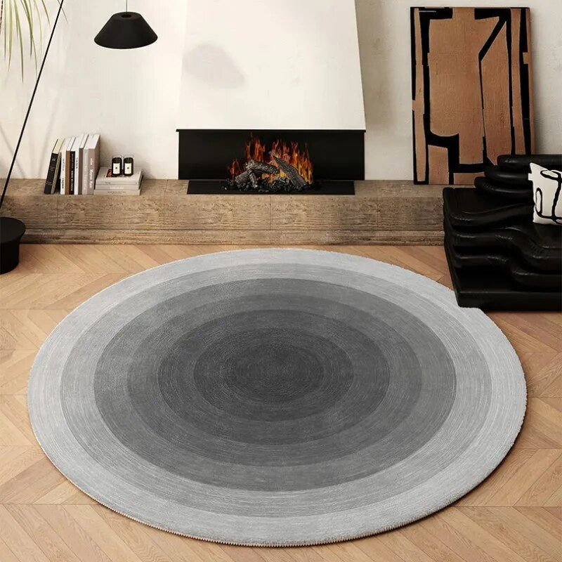 Light Luxury Cloakroom Round Floor Mat Fluffy Soft Lounge Rug Simple Bedroom Decor Gradient Carpet Thick Carpets for Living Room