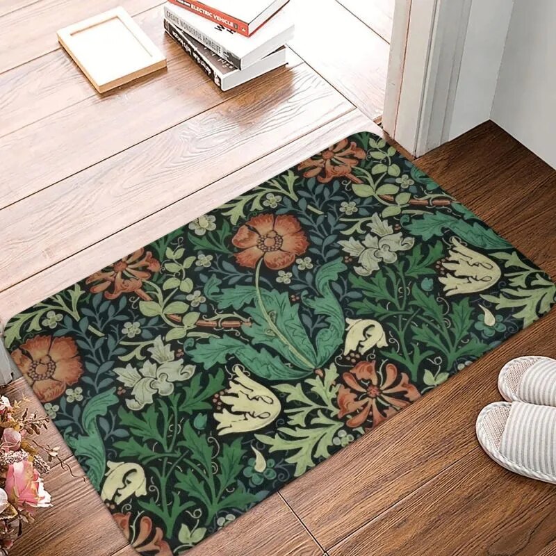Custom William Morris Compton Floral Art Nouveau Pattern Doormat Bath Door Floor Mat Textile Pattern Toilet Ru - view 2