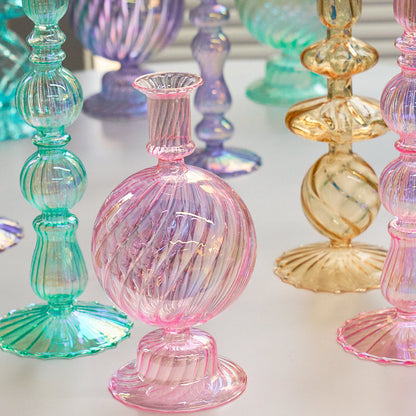 Ribbed Glass Candleholders - Mermaid