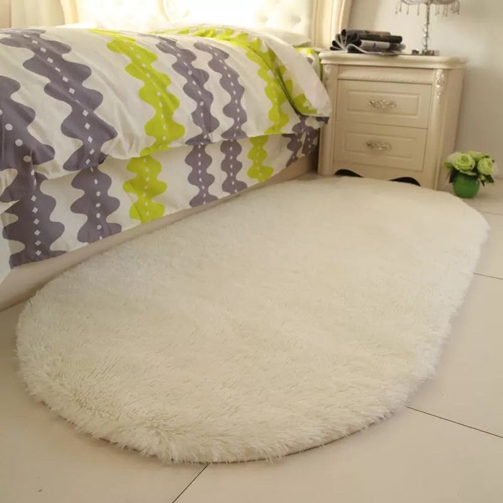 New Thick Fluffy Rugs Cute 40*60cm Oval Anti-skid Carpet Shaggy Area Rug Carpet Home Bedroom Dining Room Floor Mat Fashion