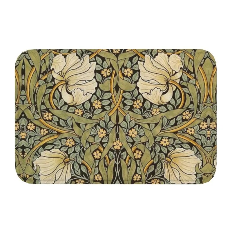 Custom William Morris Compton Floral Art Nouveau Pattern Doormat Bath Door Floor Mat Textile Pattern Toilet Ru - view 11