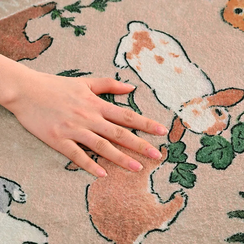 Cute Rabbit Carpet Soft Bedroom Rugs Round Bedside Area Rug Baby Playmats Floor Mat Kids Room Soft Floor Mat f - view 4