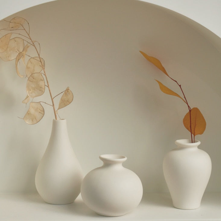 White Ceramic Curve Vase Set (5 vases) - view 3