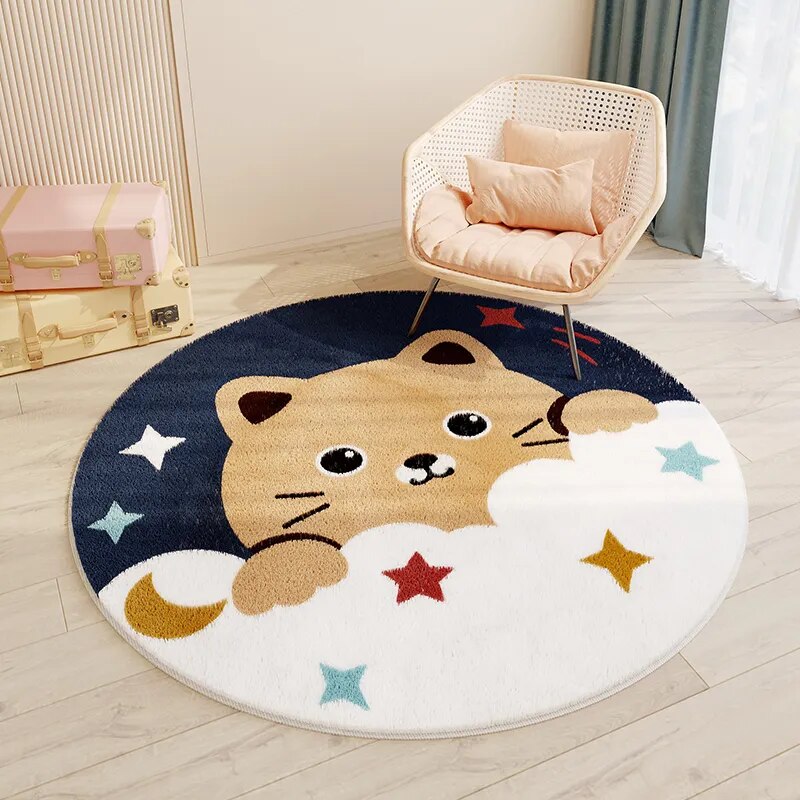 Nordic Carton Round Rug Carpets for Home Living Room Bedroom Kids Room Blanket Plush Floor Mat Decoration Salo - view 23