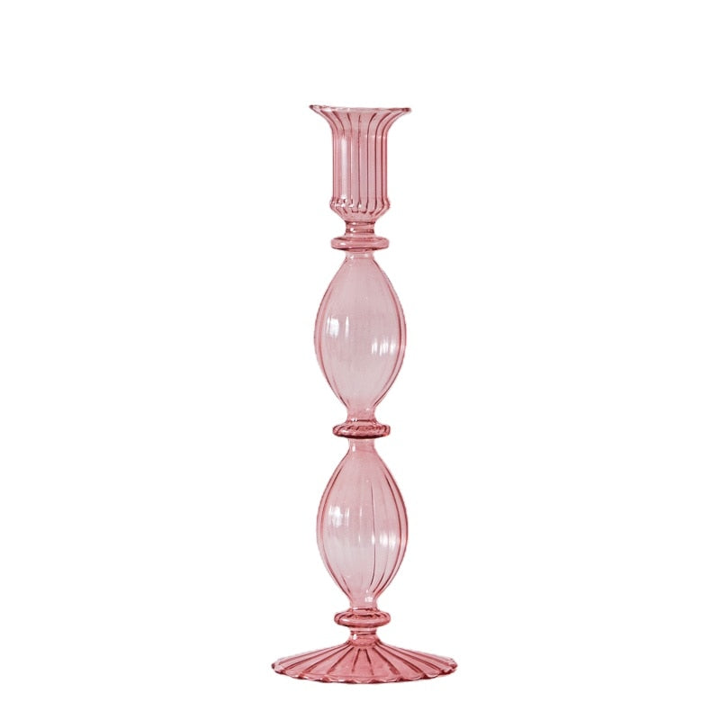 Curvy Ribbed Glass Candleholder