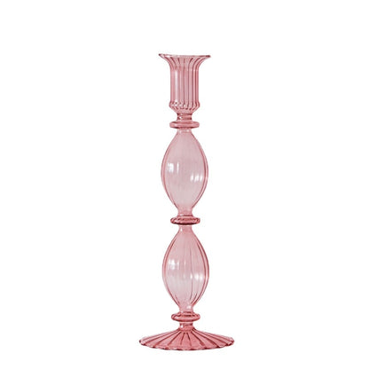 Curvy Ribbed Glass Candleholder