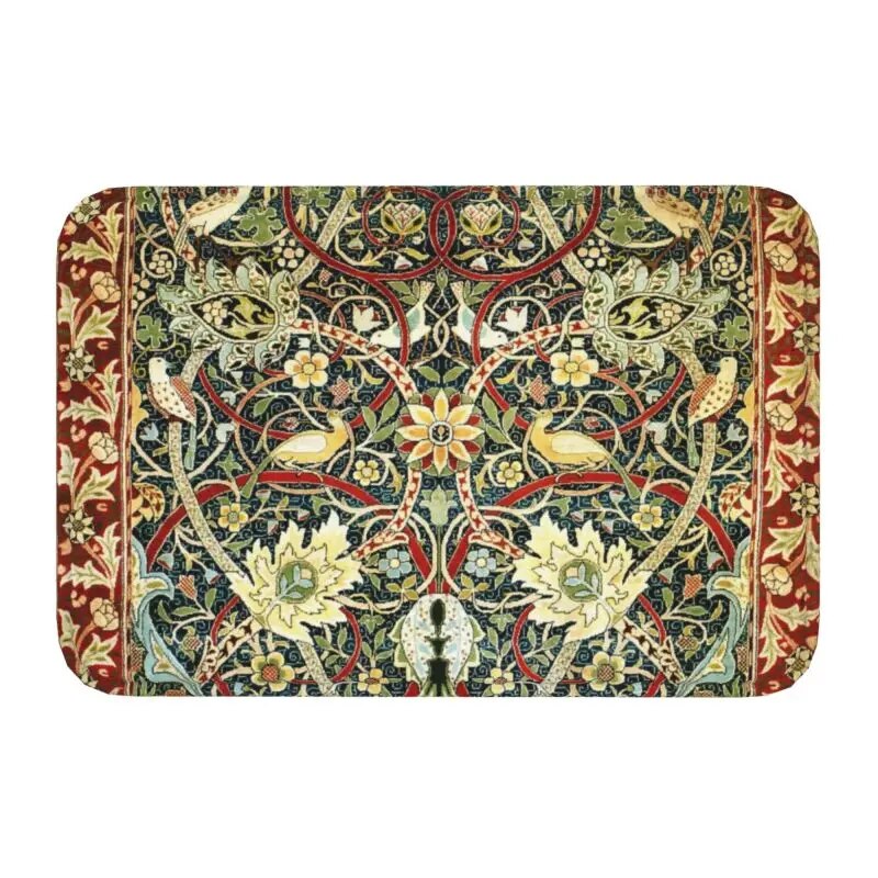Custom William Morris Compton Floral Art Nouveau Pattern Doormat Bath Door Floor Mat Textile Pattern Toilet Ru - view 8