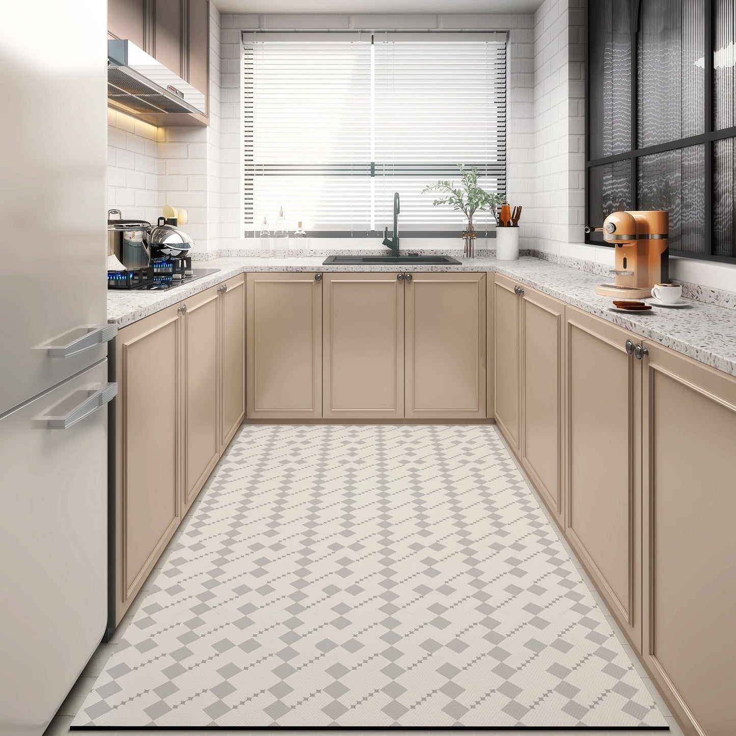 Anti-fouling Oil-proof Kitchen Carpet Home Large Area Scrubable Pvc Waterproof Floor Mat Balcony Bathroom Non-slip Rug