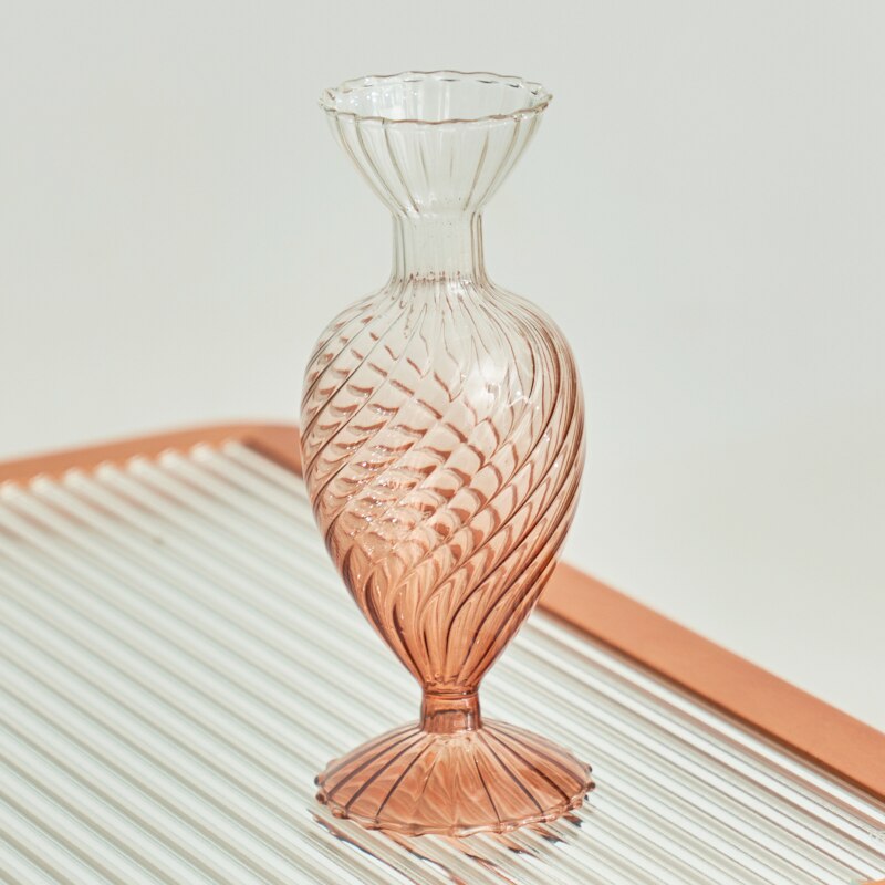 Gradient Swirl Ribbed Glass Vase - view 14