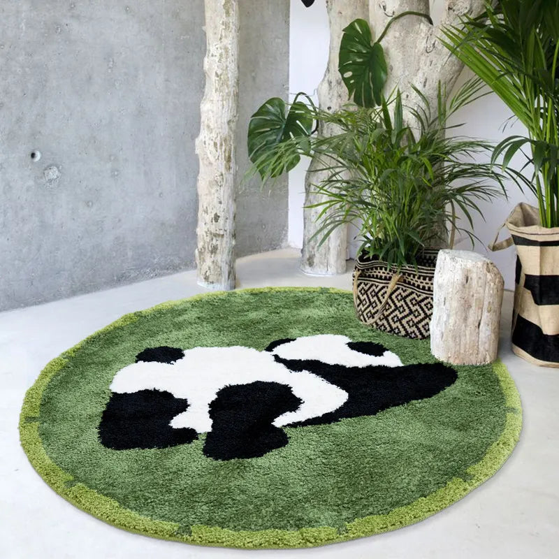 Thicken Panda Round Carpets Imitation Cashmere Floor Mat Decoration Rugs Living Room Plush Carpet Home Fluffy Area Rug Floor Mat