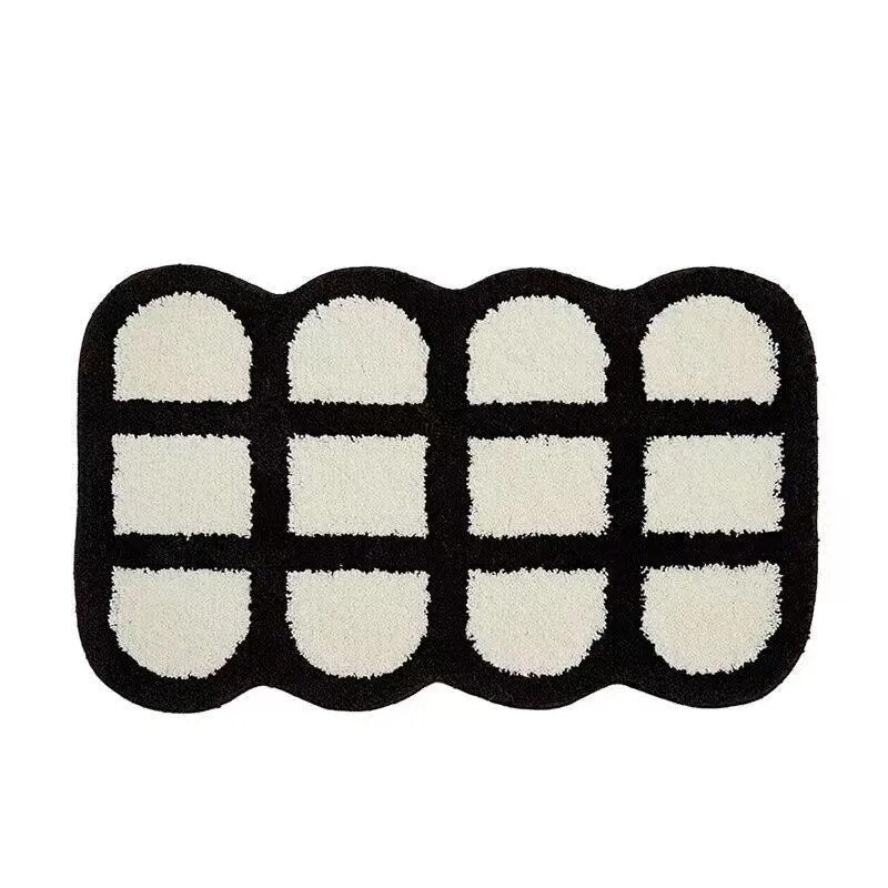 Retro Chessboard Plaid Bath Mats Fluffy Grids, Checkerboard Mat for Bathroom - view 13