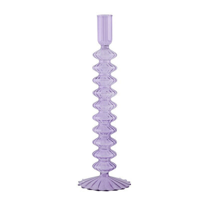 Ribbed Glass Candleholders - Pastel