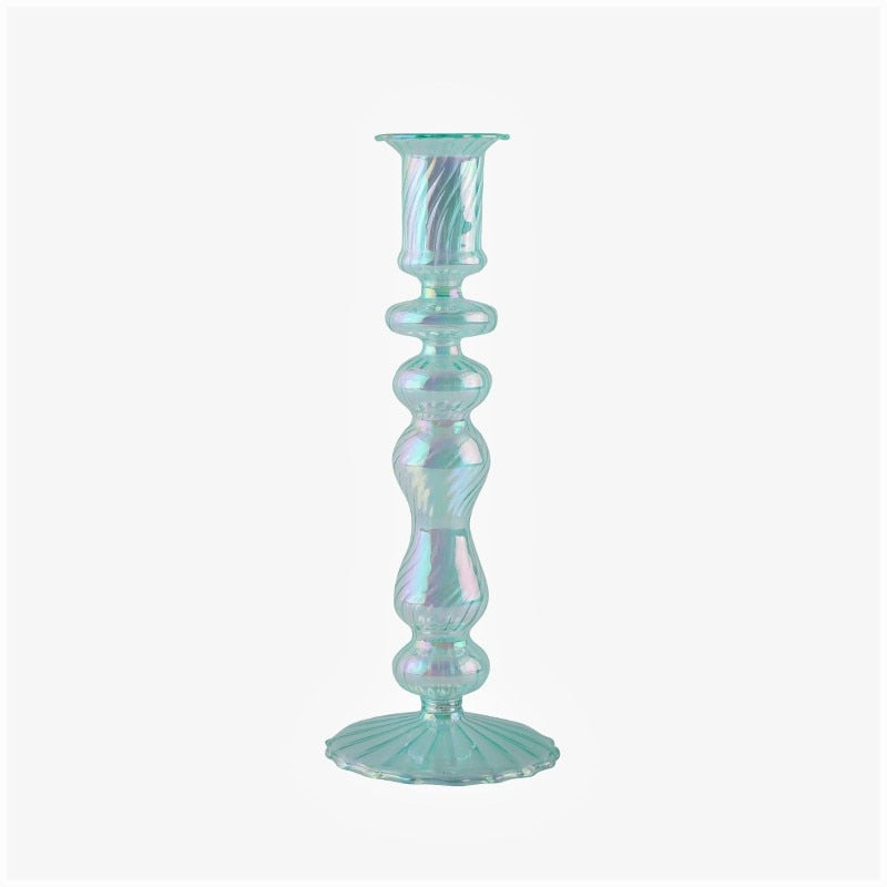 Ribbed Glass Candleholders - Mermaid