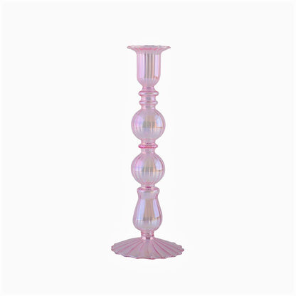 Ribbed Glass Candleholders - Mermaid