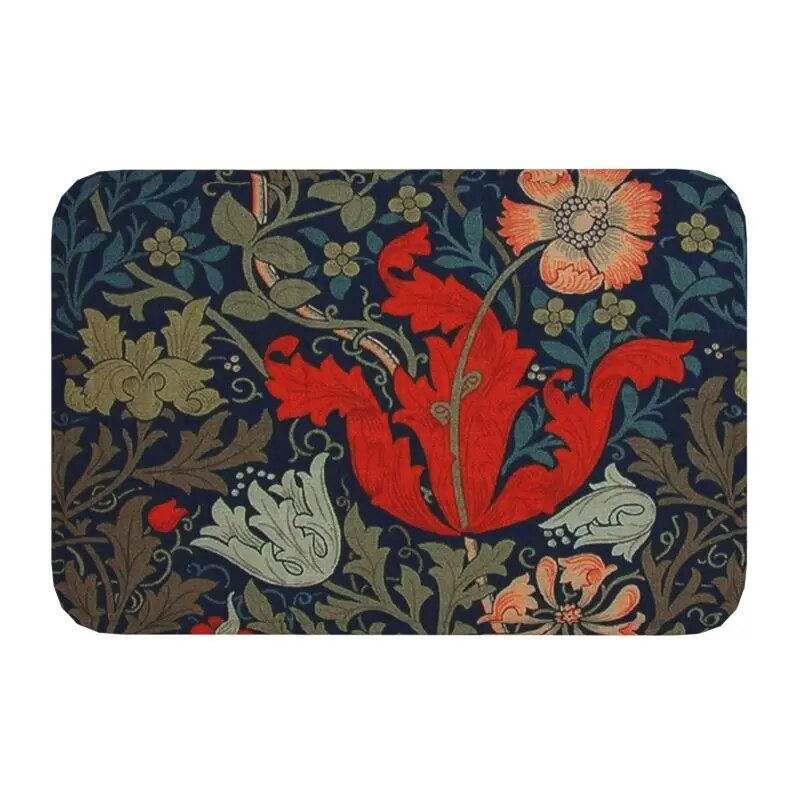 Custom William Morris Compton Floral Art Nouveau Pattern Doormat Bath Door Floor Mat Textile Pattern Toilet Ru - view 9
