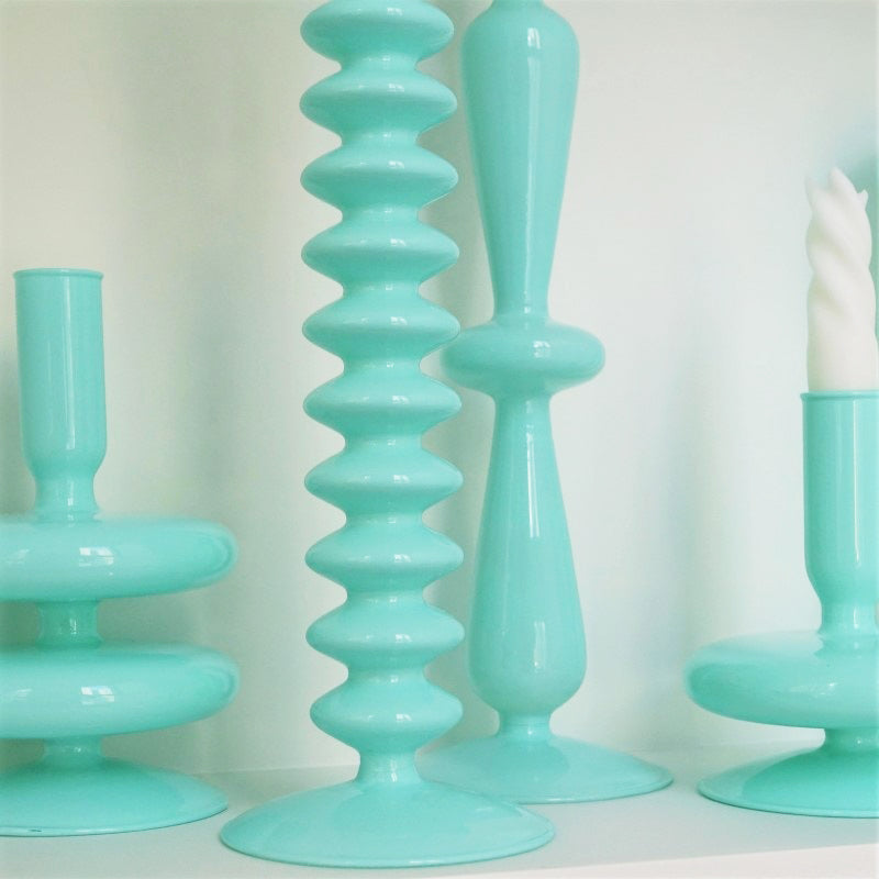 Mint Green Glass Candleholder