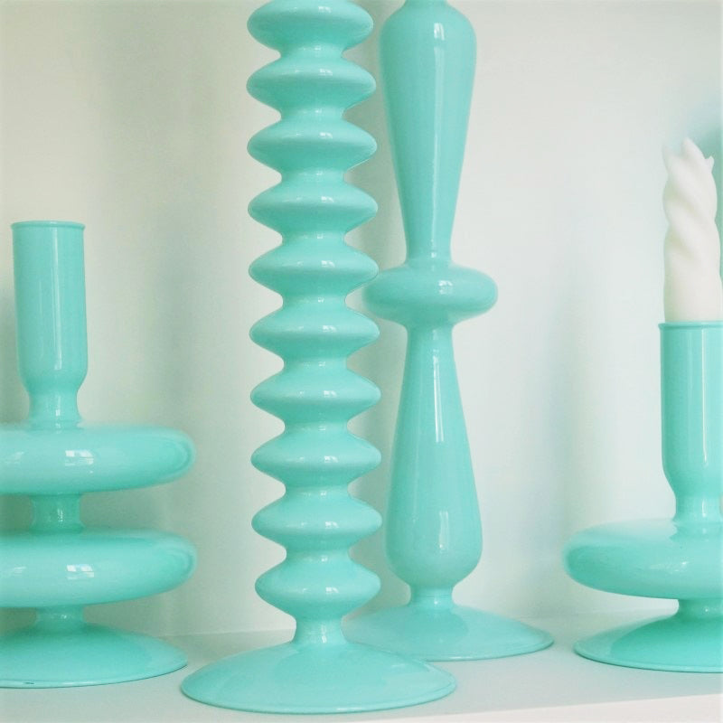 Mint Green Glass Candleholder - view 4