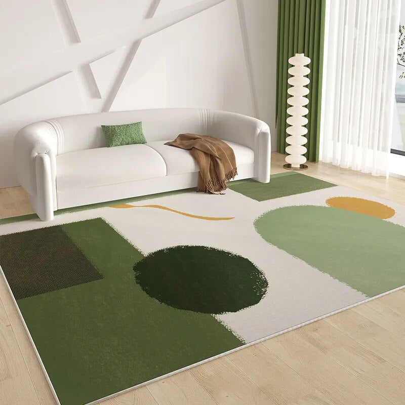 Green French Style Carpets for Living Room Decoration Rugs for Bedroom Decor Carpet Non-slip Area Rug Home Short Pile Floor Mats