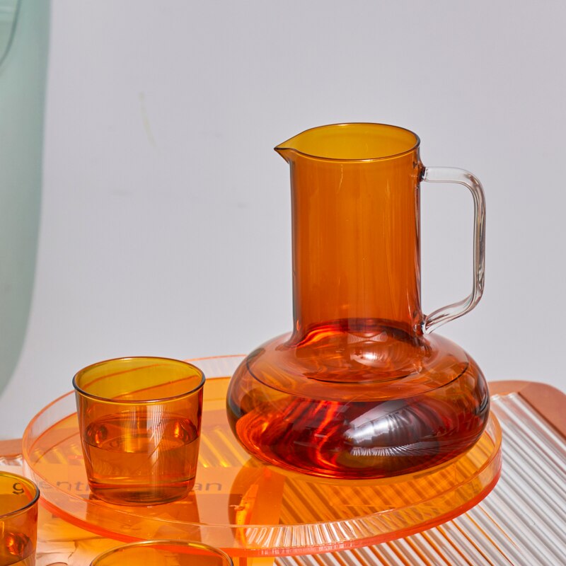 Pitcher Jug and Cup Set (Amber, Blue)
