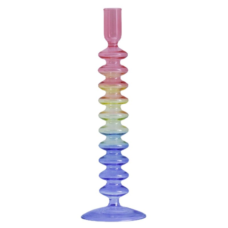 Rainbow Gradient Glass Candle Holder