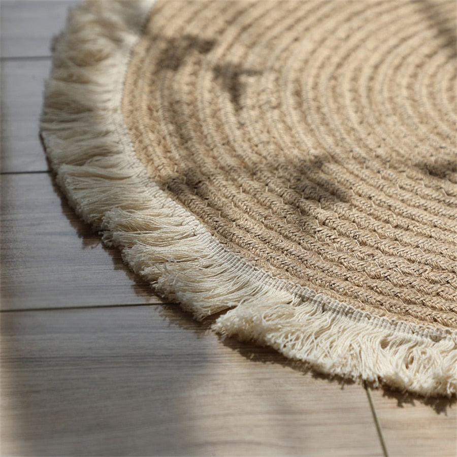 Jute B&B Floor Mats Home Japanese Study Minimalist Wind Retro Woven Coffee Table Mat Living Room Sofa Mat - view 2