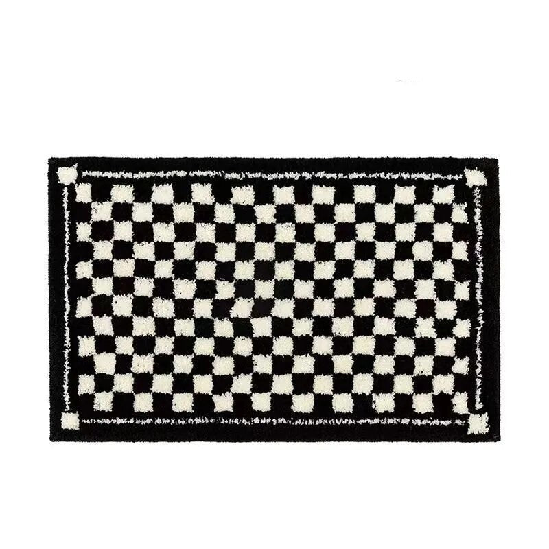 Retro Chessboard Plaid Bath Mats Fluffy Grids, Checkerboard Mat for Bathroom - view 20