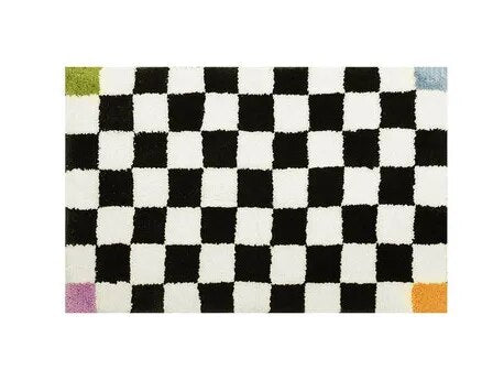 Retro Chessboard Plaid Bath Mats Fluffy Grids, Checkerboard Mat for Bathroom - view 8