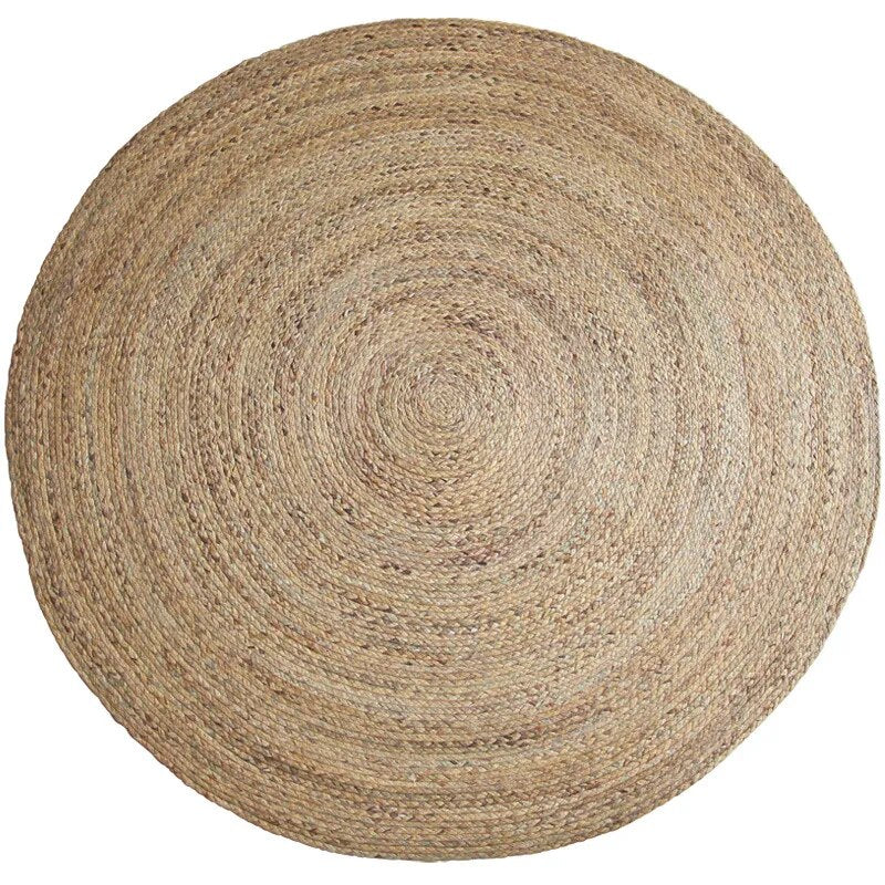 Hand Woven Round Carpets Handmade Water Reed Rattan Rugs for Bedroom Natural Plants Living Room Round Rug Vintage Home Floor Mat