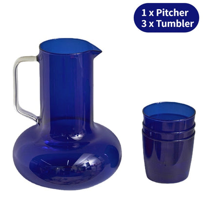 Pitcher Jug and Cup Set (Amber, Blue)