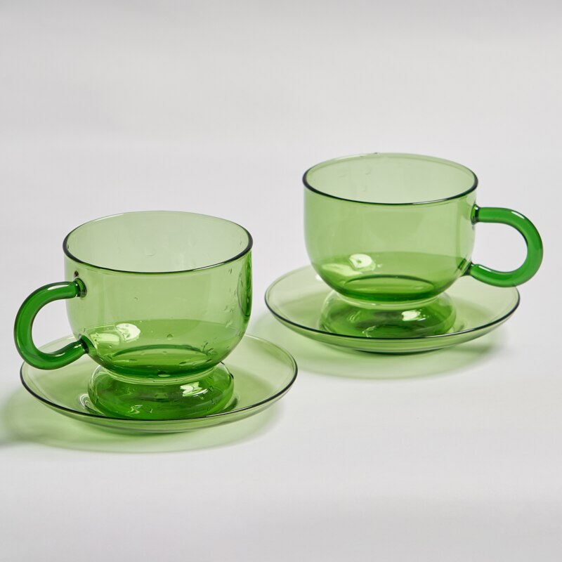 Vintage Style Glass Mug - 3 colours, Pair