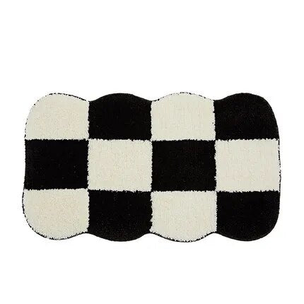 Retro Chessboard Plaid Bath Mats Fluffy Grids, Checkerboard Mat for Bathroom - view 12