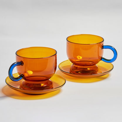 Vintage Style Glass Mug - 3 colours, Pair