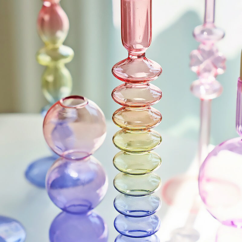 Rainbow Gradient Glass Candle Holder