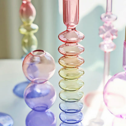 Rainbow Gradient Glass Candle Holder