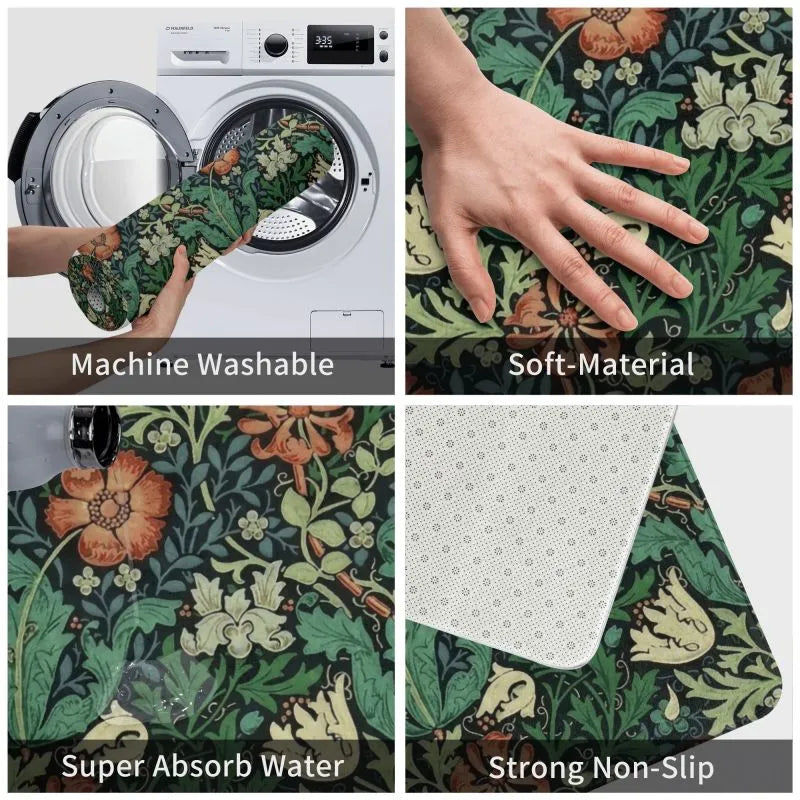Custom William Morris Compton Floral Art Nouveau Pattern Doormat Bath Door Floor Mat Textile Pattern Toilet Ru - view 4