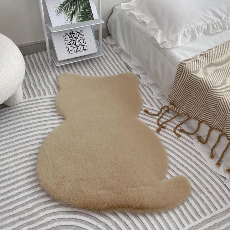 Cute Cat Plush Carpet for Living Room, Shaggy Kitty Rug - view 3