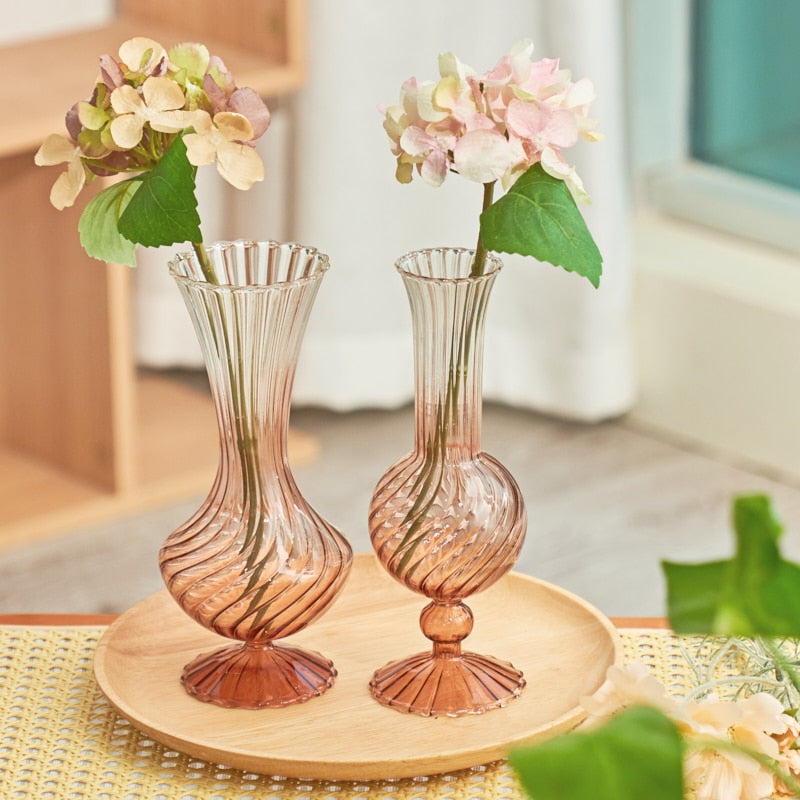Gradient Swirl Ribbed Glass Vase - view 4