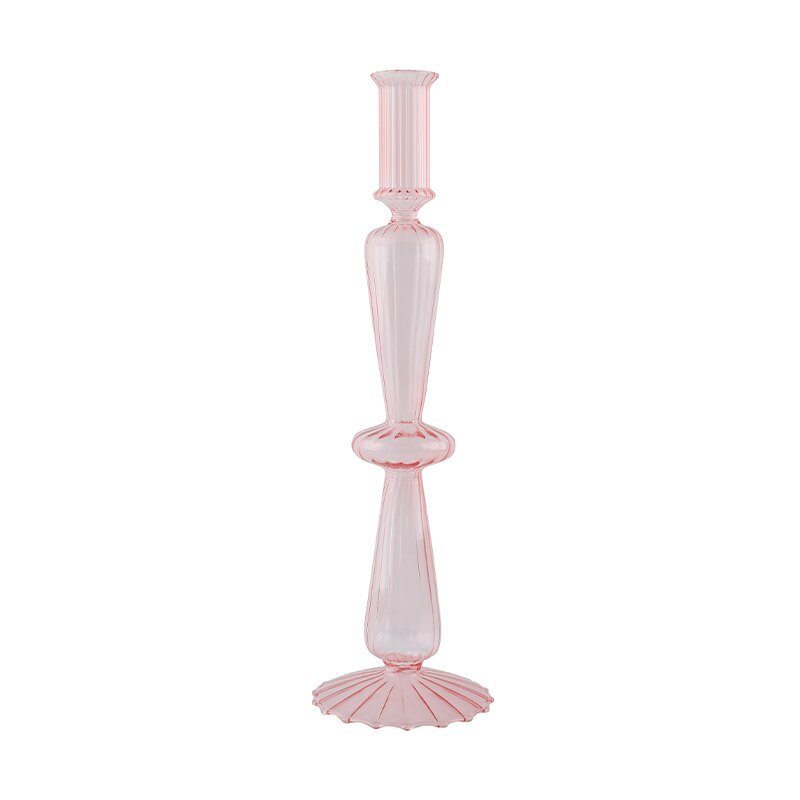 Ribbed Glass Candleholders - Pastel