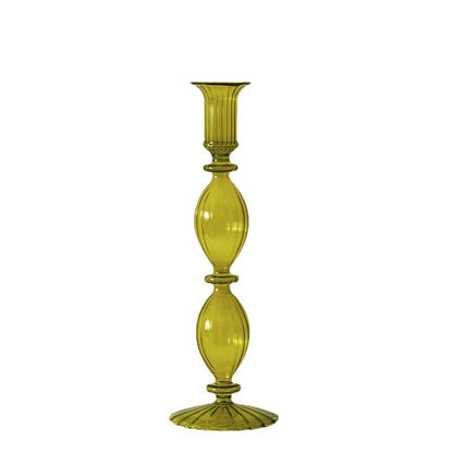 Curvy Ribbed Glass Candleholder