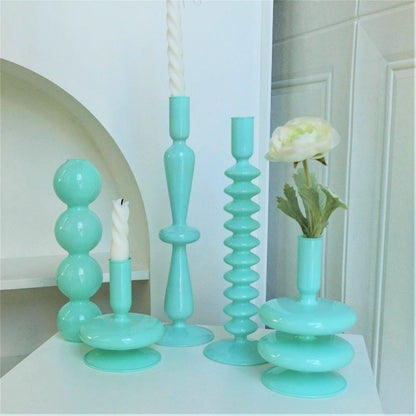 Mint Green Glass Candleholder