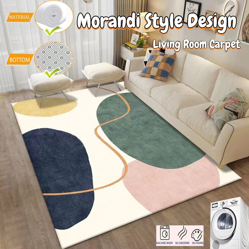 Modern Morandi Carpets for Living Room Decoration Nordic Big Size Area Rugs Bedroom Decor Bedside Anti-skid Floor Mats Washable