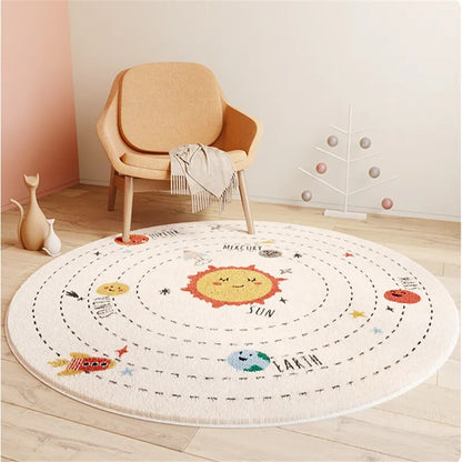 Nordic Carton Round Rug Carpets for Home Living Room Bedroom Kids Room Blanket Plush Floor Mat Decoration Salon Pile Area Rug