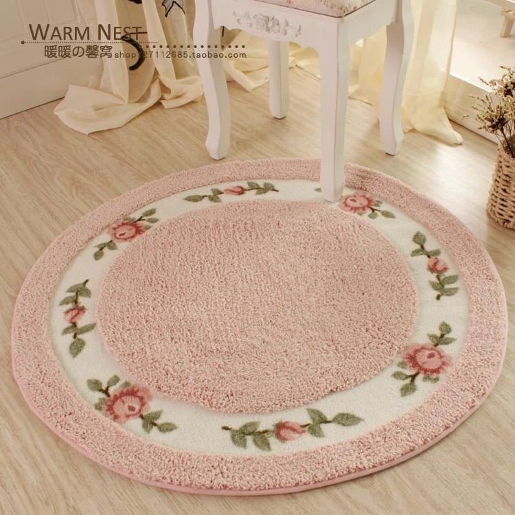 Flower Doormat Soft Plush Round Rotating new Chair Floor Mat Modern Bathroom Carpet Children Play Rugs - view 2