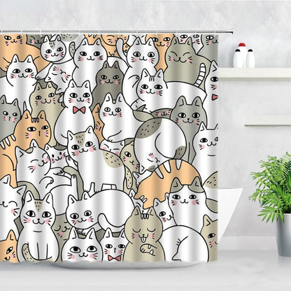 Cute Cat Cartoon Shower Curtain