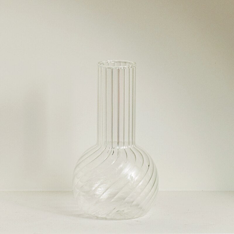 Gradient Swirl Ribbed Glass Vase