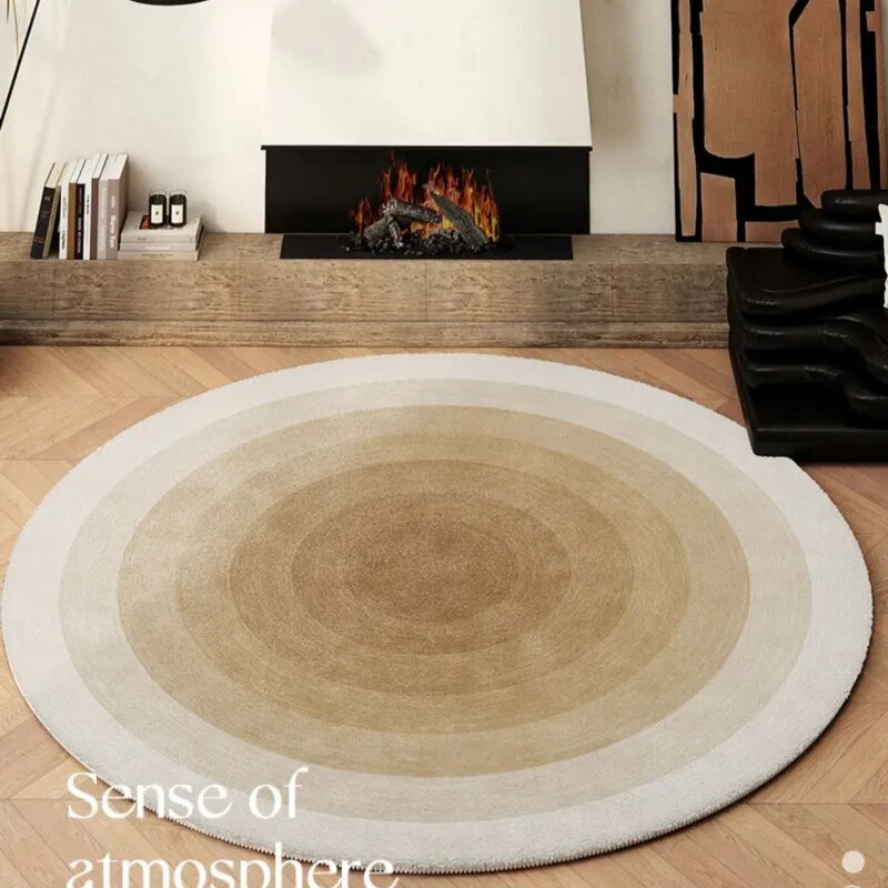 Light Luxury Cloakroom Round Floor Mat Fluffy Soft Lounge Rug Simple Bedroom Decor Gradient Carpet Thick Carpets for Living Room
