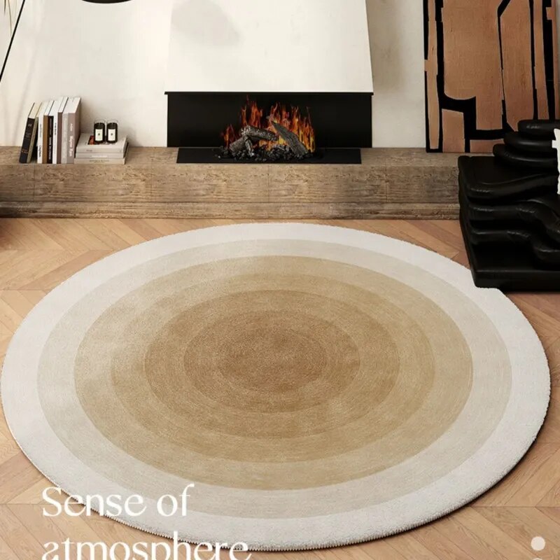 Light Luxury Cloakroom Round Floor Mat Fluffy Soft Lounge Rug Simple Bedroom Decor Gradient Carpet Thick Carpe