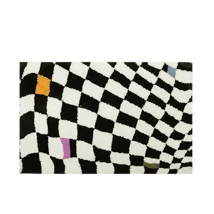Retro Chessboard Plaid Bath Mats Fluffy Grids, Checkerboard Mat for Bathroom - view 9
