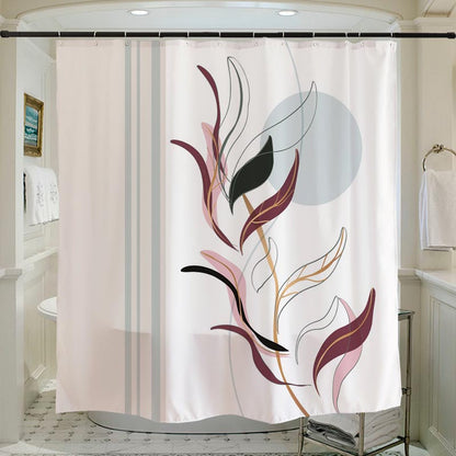 Pink Purple Leaves and Moon Shower Curtain