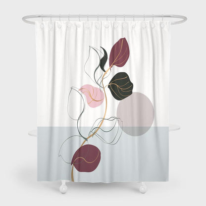 Pink Purple Leaves and Grey Moon Shower Curtain